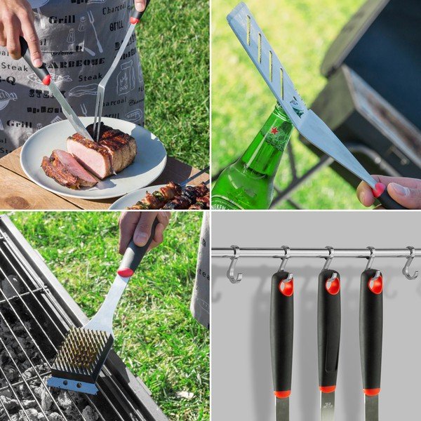 11-osaline roostevabast terasest grillimisriistade komplekt Professional Barbecue karbis - InnovaGoods-image-3