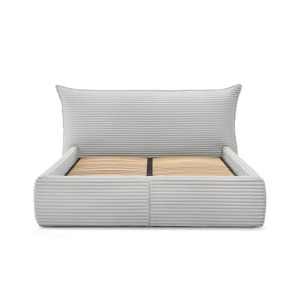 Helehall polsterdatud kaheinimesevoodi koos voodipõhja ja panipaigaga 160x200 cm Jade - Bobochic Paris-image-4