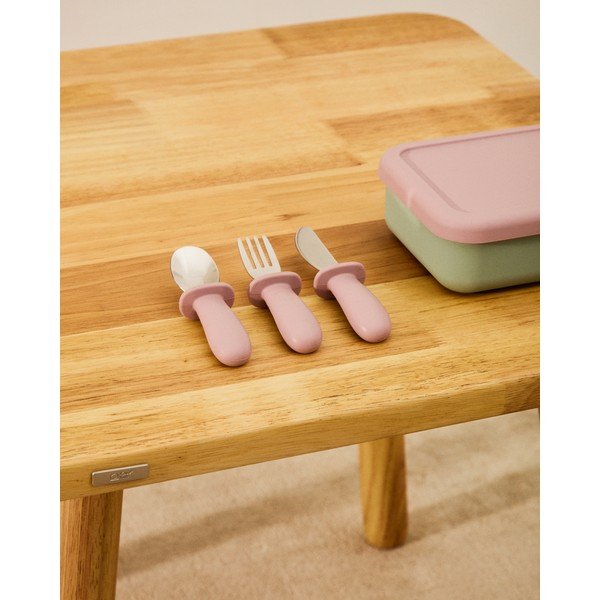Roosad plastikust/silikoonist laste söögiriistad 3 tk Lili - Kave Home-image-1