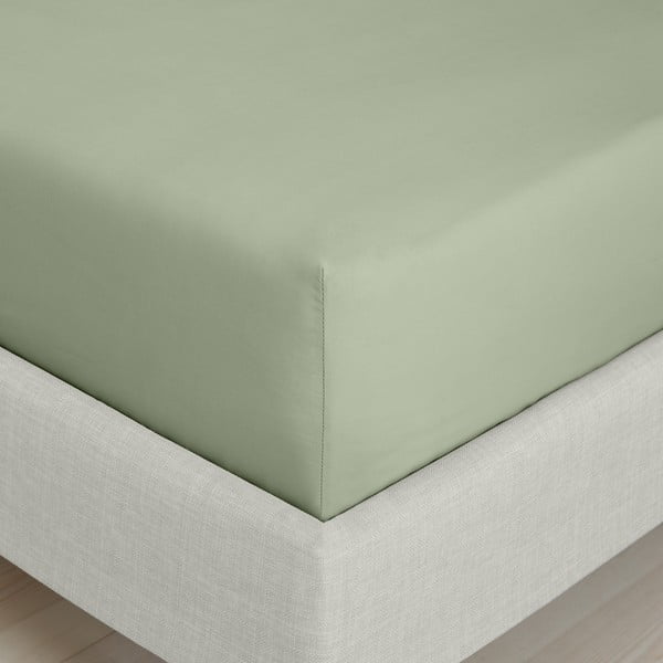 Roheline perkal-puuvillane voodilina 150x200 cm Cotton Percale - Bianca-image-3