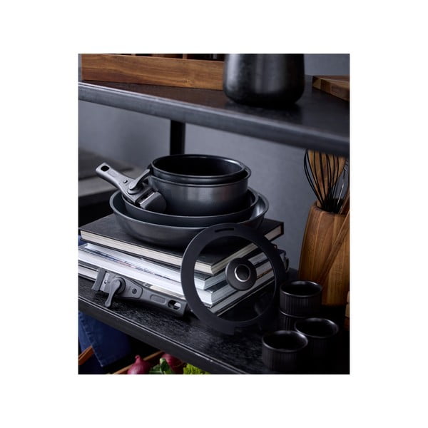 Alumiiniumist mittekleepuv pannikomplekt eemaldatava käepideme ja kaanega 2 tk 2,4 l - Holm-image-3