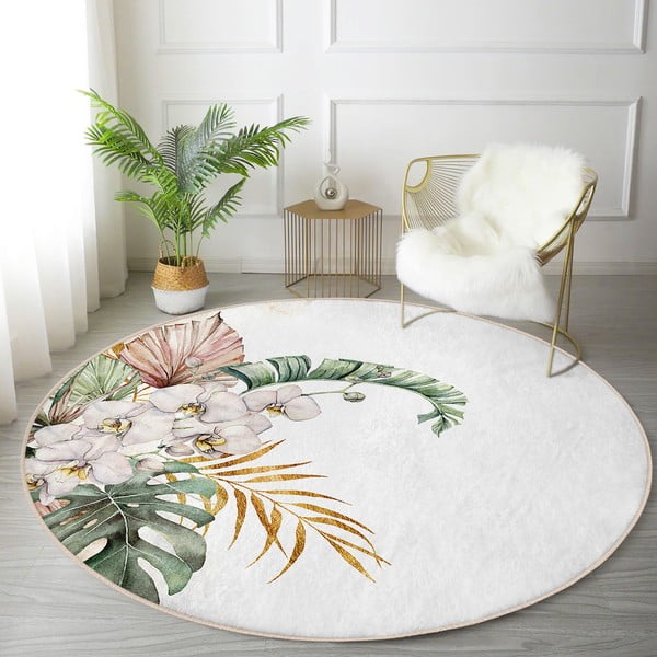 Kreem pestav ümmargune vaip, sobitub robottolmuimejaga ø 120 cm Comfort - Mila Home-image-1