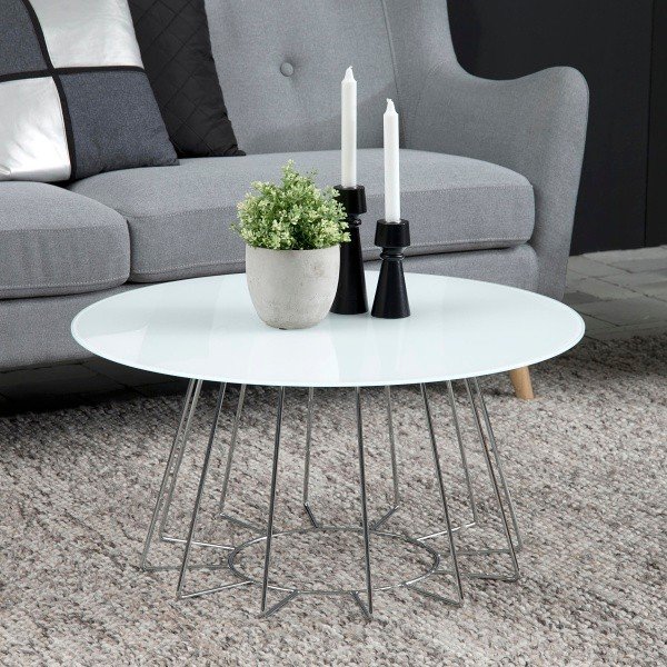 Bílý konferenční stolek Actona Casia, ⌀ 80 cm-image-1