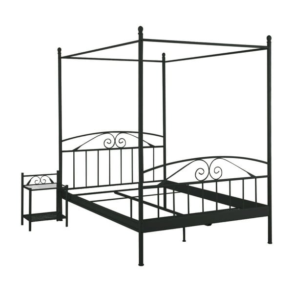 Černá dvoulůžková postel s nebesy Støraa Bibi, 180 x 200 cm-image-2