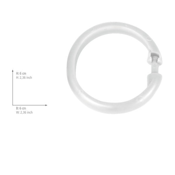 12 valge plastikrõnga komplekt dušikardina jaoks - Wenko-image-1