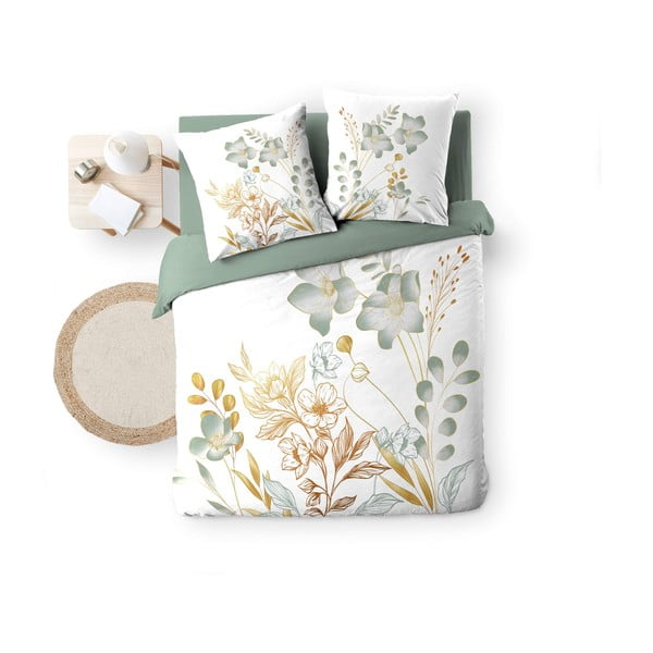 Valge-roheline puuvillane voodipesu kaheinimese-/lisavoodile 240x220 cm Lolita - douceur d'intérieur-image-4