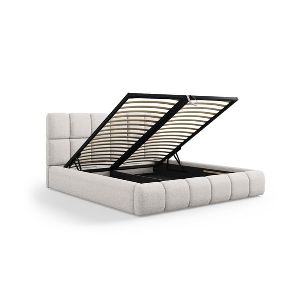 Helehall polsterdatud kaheinimesevoodi koos voodipõhja ja panipaigaga 160x200 cm Bellis - Micadoni Home-image-2