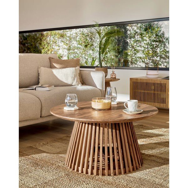 Teakist kohvilaud , ⌀ 80 cm Irune - Kave Home-image-1