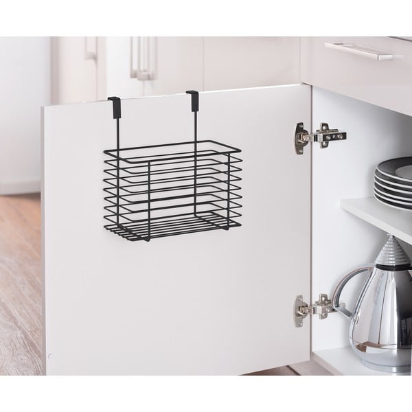 Must rippuv metallkorv köögiuksele Slim, kõrgus 25 cm - Wenko-image-1