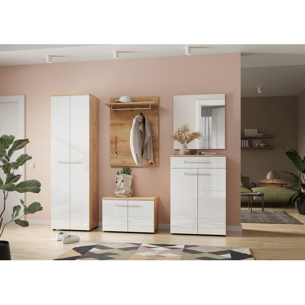 Valge naturaalne tammepuidust riidekapp 60x198 cm Aledo - Germania-image-4