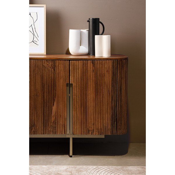 Kuldset ja naturaalset värvi mangopuidust kummut, 160x75x40 cm Vilas – Bizzotto-image-4