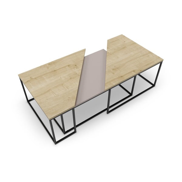 Tammespoonist pinnaga diivanilauad 3tk komplektis 70x110cm Titan - Marckeric-image-4