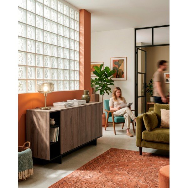 Must/naturaalne tammepuust kapp 170x80x40 cm Cequoia - Marckeric-image-1