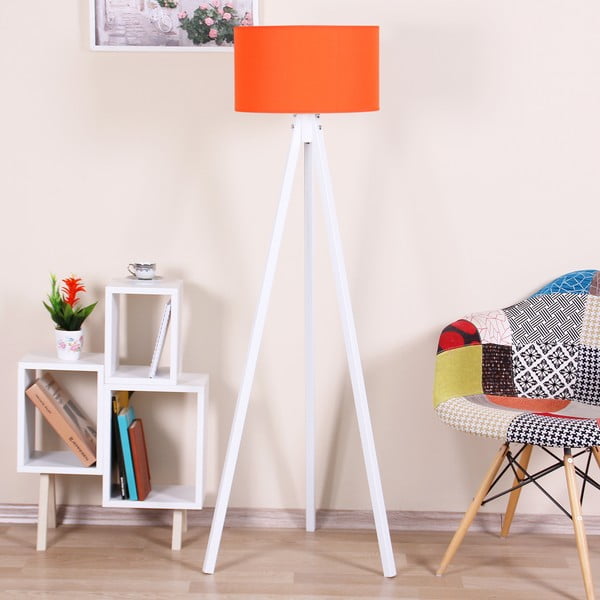 Bílá volně stojící lampa s oranžovým stínítkem Kate Louise Beyaz