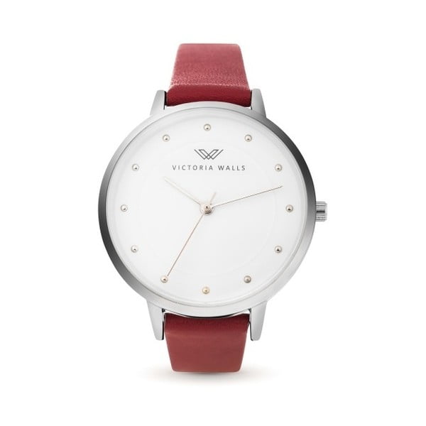 Dámské hodinky s červeným koženým řemínkem Victoria Walls Mist