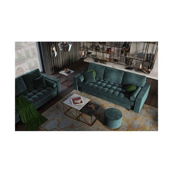 Petrooliroheline sametne diivanvoodi Santo - Milo Casa-image-1