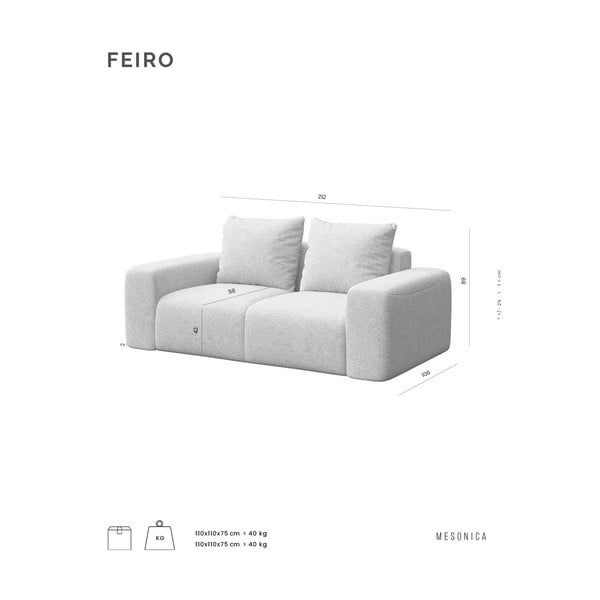 Antratsiitne bukleekangast diivan 212 cm Feiro - MESONICA-image-4