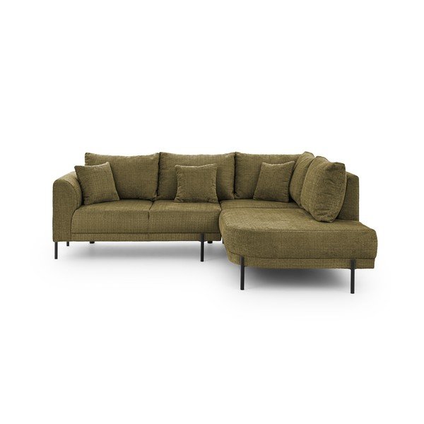 Roheline šenillist nurgadiivan (parem nurk/L-kujuline) Mauris - Ropez