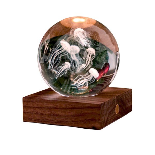 LED-lauavalgusti klaasist varjuga (kõrgus 8 cm) Amber - Gingko