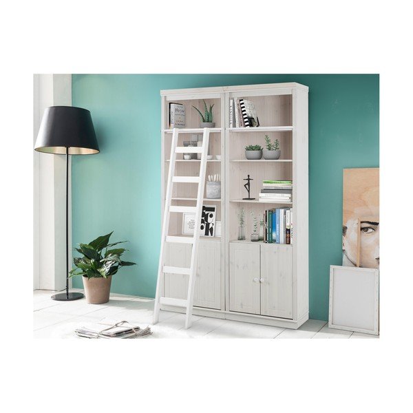 Valge männipuidust raamaturiiul 148x223 cm Anita - Støraa-image-1