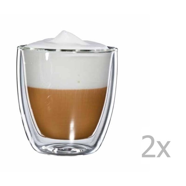 Sada 2 skleněných hrnků na cappuccino bloomix
