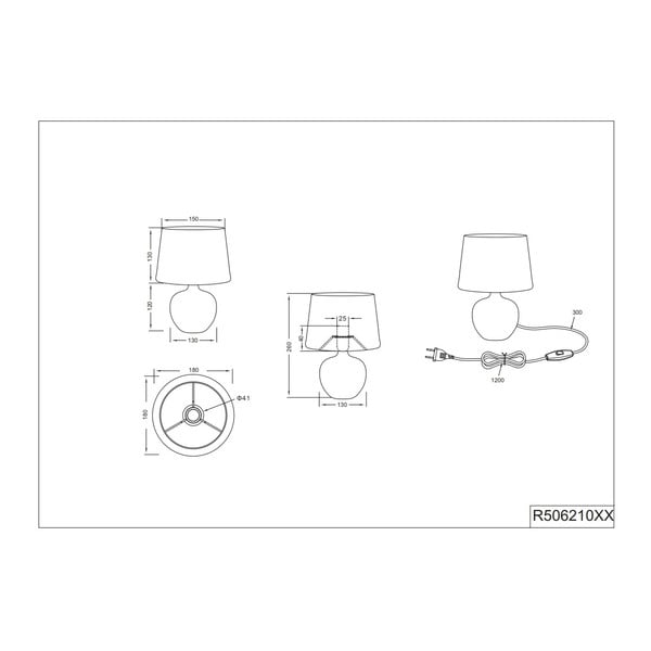 Must keraamiline ja riidest laualamp , kõrgus 26 cm Luxor - Reality-image-2