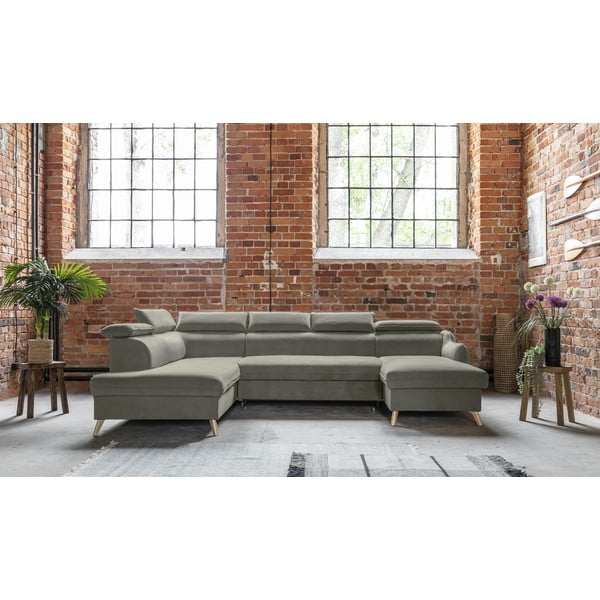 Helehall sametist U-kujuline nurgadiivan (vasak nurk) Sweet Harmony - Miuform-image-1