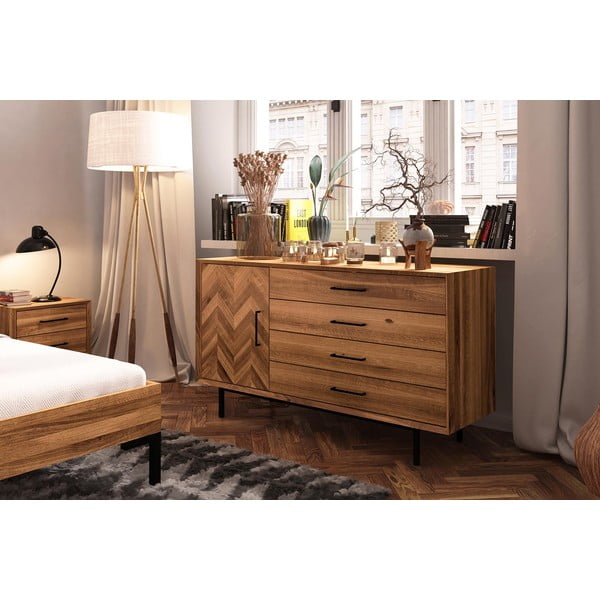 Madal kapp tammepuidust naturaalset värvi 144x80 cm Abies - The Beds-image-3