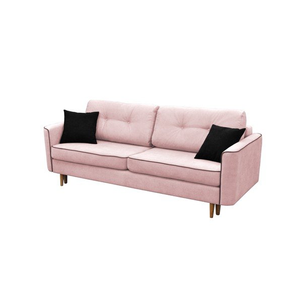 Růžová trojmístná rozkládací pohovka se světlými nohami Mazzini Sofas Ivy-image-1