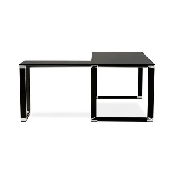 Černý pracovní rohový stůl se skleněnou deskou Kokoon Warner-image-1