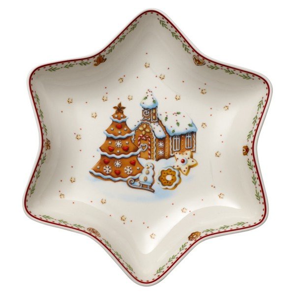 Punasest ja valgest portselanist serveerimiskauss jõulutähega Villeroy & Boch , 24,5 x 24,5 cm Gingerbread Village - Villeroy&Boch-image-3
