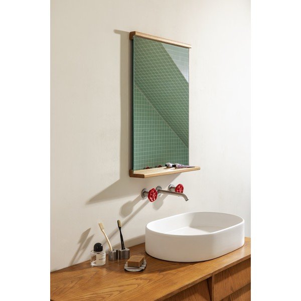 Seinapeegel riiuliga, puitraamiga 50x75 cm Lun - noo.ma-image-1