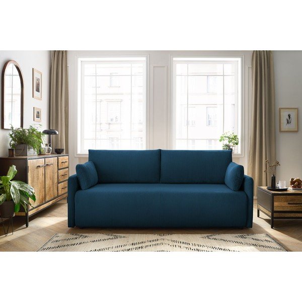 Tumesinine velvetist diivanvoodi 211 cm Marcel - Bobochic Paris-image-1