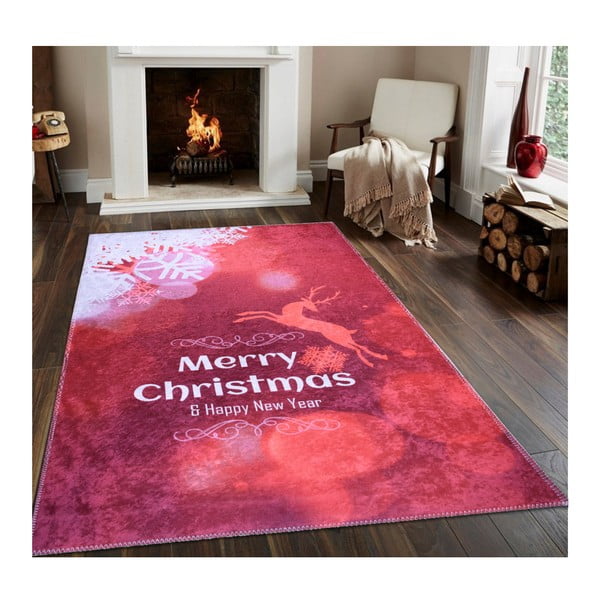 Červený běhoun Vitaus Christmas, 80 x 200 cm