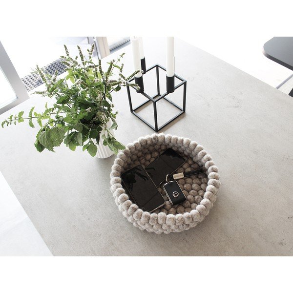 Liivakarva pruun villane palli hoiukorv pallikorv, ⌀ 28 cm - Wooldot-image-1