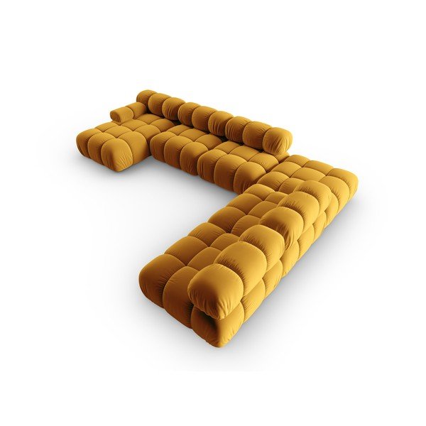 Kollane sametist diivan 379 cm Bellis - Micadoni Home-image-4