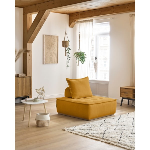 Bouclé kangast sinepivärvi tugitool Elisa - Bobochic Paris-image-1