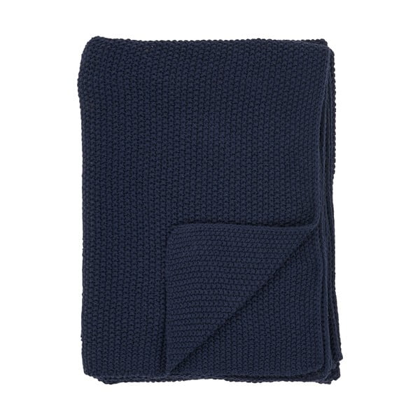 Tumesinine taaskasutatud puuvillast pleed 130 × 170 cm Santos – House Nordic