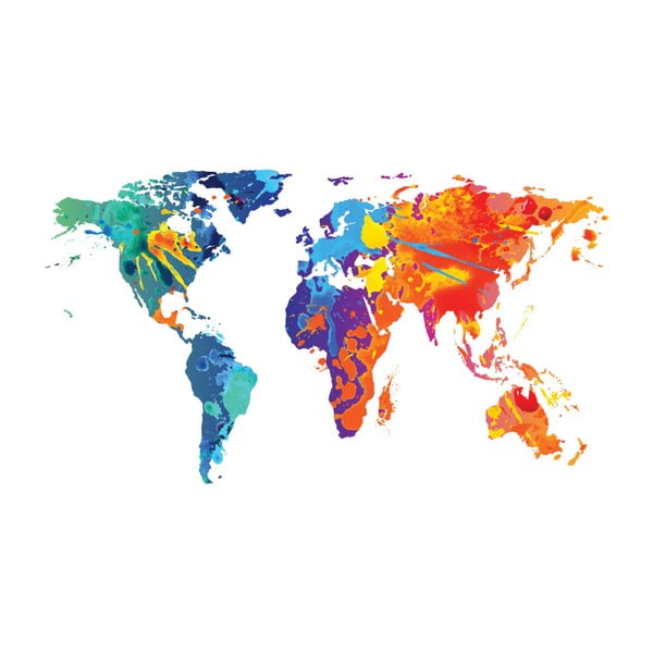 Nástěnná samolepka Ambiance Wall Decal Worlds Map Design Watercolor, 60 x 105 cm-image-2