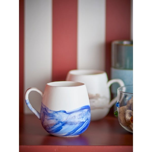 Valged/sinised kivikeraamikast tassid 4tk komplektis 250 ml Lyre - Bloomingville-image-2