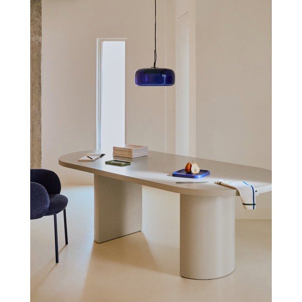 Tumesinine LED-rippvalgusti klaasist varjuga ø 38 cm Reig - Kave Home-image-1