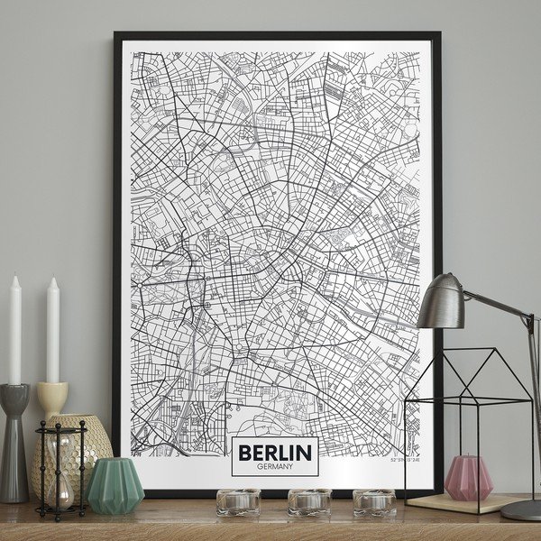 Seinaplakat raamis MAP/BERLIN, 70 x 100 cm Map Berlin - DecoKing-image-1