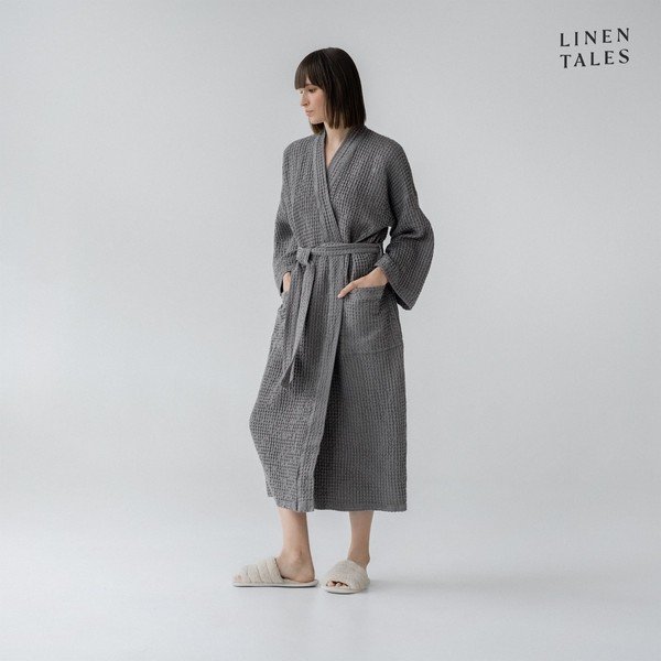 Tumehall hommikumantel suurus L/XL Honeycomb - Linen Tales-image-1