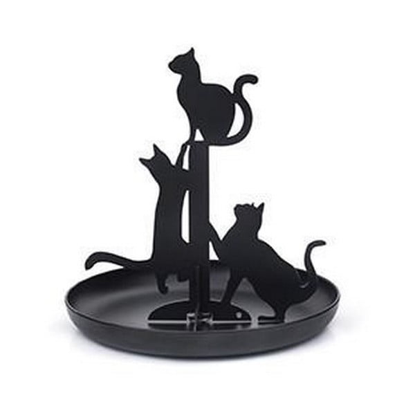 Černý stojan na šperky Kikkerland Cats