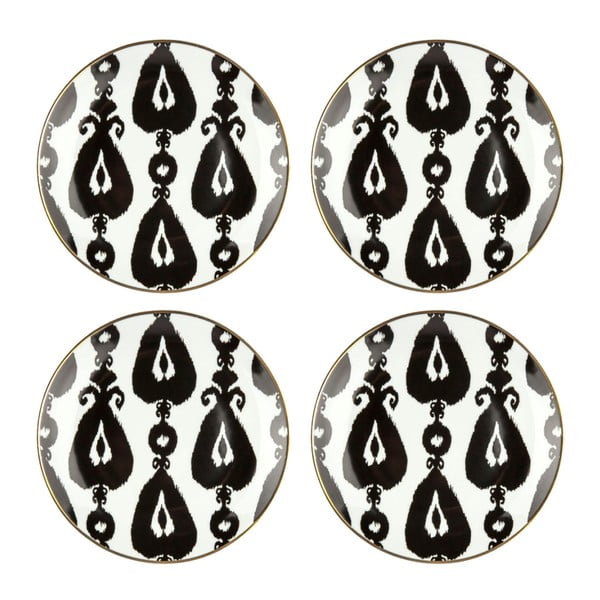 Sada 4 černobílých porcelánových talířů Vivas Morocco, Ø 23 cm