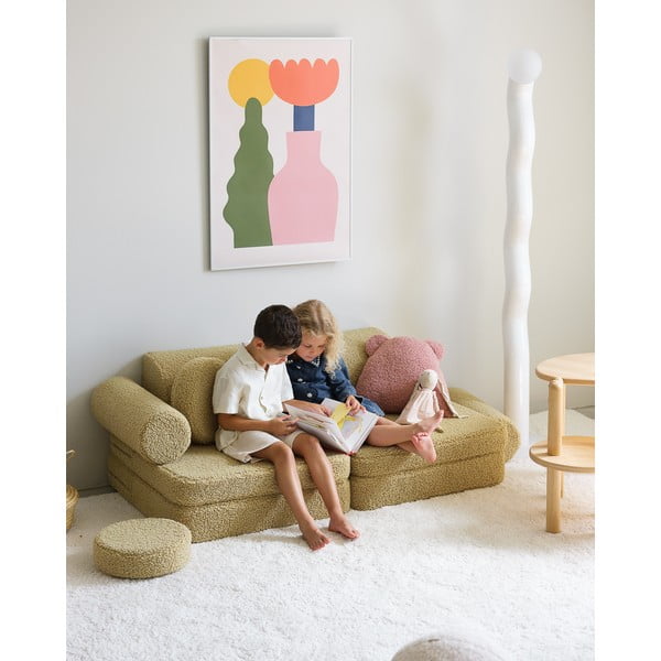 Roheline bukleekangast laste diivan 132 cm Settee - Wigiwama-image-2