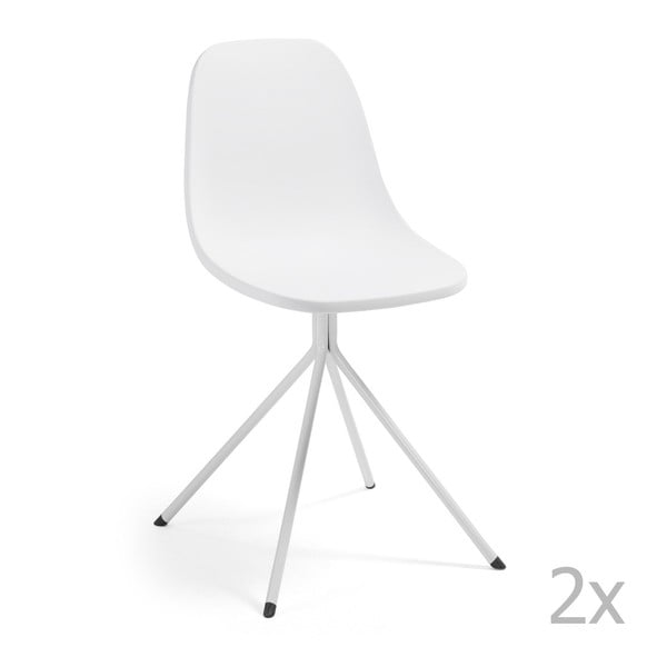 Sada 2 bílých jídelních židlí La Forma Mint