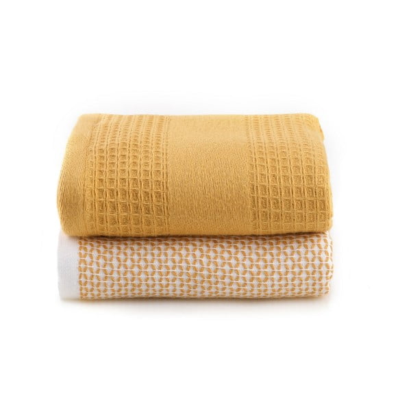 Kollased vahvlirätikud 2tk komplektis 40x60 cm Betty - Foutastic-image-3