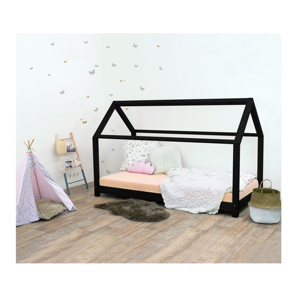 Černá dětská postel bez bočnic ze smrkového dřeva Benlemi Tery, 120 x 200 cm