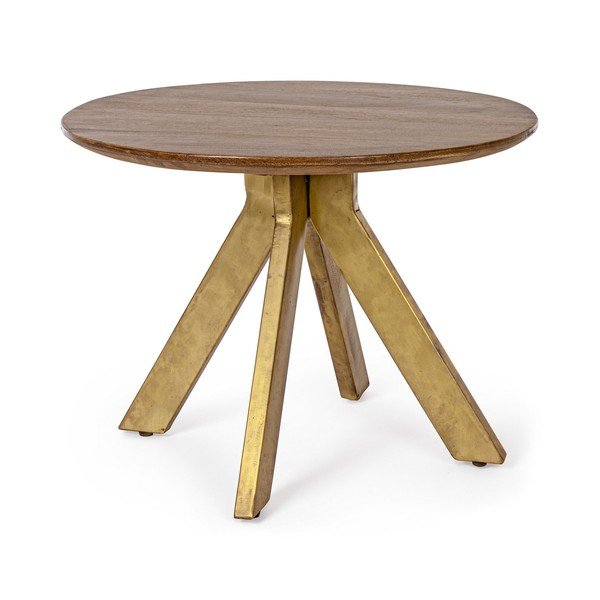 Ümmargune mangopuidust kohvilaud kuldses/tumedas naturaalses värvitoonis, läbimõõduga 60 cm Sherman - Bizzotto